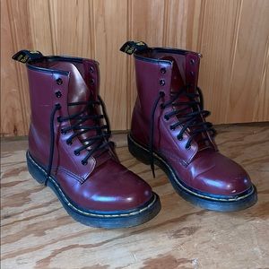 Maroon Dr. Martens boots
